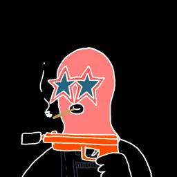 Background: black · Body: Vest · Eyes: Starry Eye Blu · Hand: Mac org · Mask: Peach Mask · Mouth: Lomboy Robber #3264