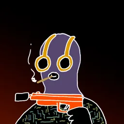 Background: dark heat · Body: Digital Camo · Eyes: Oki Glasses Ylw · Hand: Mac org · Mask: Purple Mask · Mouth: Lomboy Robber #3472