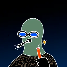 Background: dawn · Body: Shock Proof · Eyes: Vision Enhancer Blu · Hand: Dynamite · Mask: Mint Mask · Mouth: Flashlight Robber #209