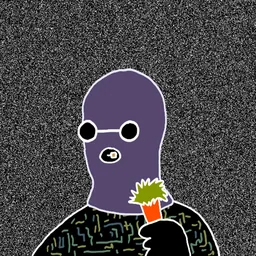 Background: noise · Body: Digital Camo · Eyes: Spec Blk · Hand: Carrot · Mask: Purple Mask · Mouth: Gold Robber #3611
