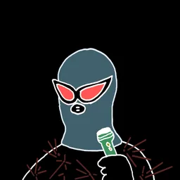 Background: black · Body: Sensory Thorns · Eyes: Bat Eye Blk · Hand: Flashlight · Mask: Blue Mask · Mouth: Serious Robber #1181