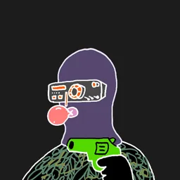 Background: gray · Body: Real Tree · Eyes: Camcorder · Hand: Hand Gun · Mask: Purple Mask · Mouth: Pink Gum Robber #1389