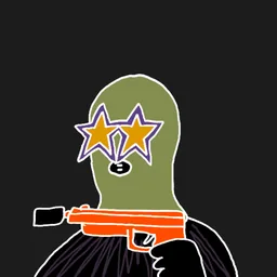 Background: gray · Body: Anti Slip · Eyes: Starry Eye Ylw · Hand: Mac org · Mask: Olive Mask · Mouth: Serious Robber #2223