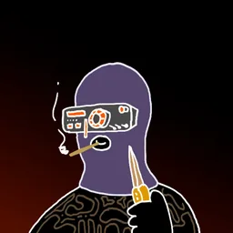 Background: dark heat · Body: Shock Proof · Eyes: Camcorder · Hand: Flint · Mask: Purple Mask · Mouth: Lomboy Robber #3056