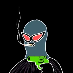 Background: black · Body: Anti Slip · Eyes: Bat Eye Blk · Hand: Hand Gun · Mask: Blue Mask · Mouth: Chronic Smoke Robber #2431
